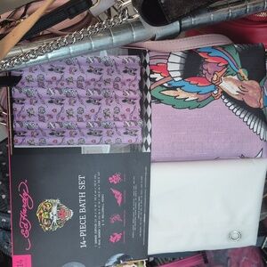 Ed Hardy Lilac Tiger Print 14-Piece Bath Set